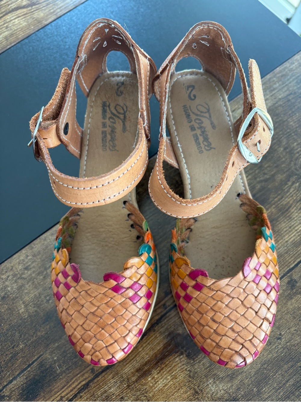 Torres Brown Leather Strappy Wedge Sandals